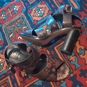 Leather snake print heels, size 6.5